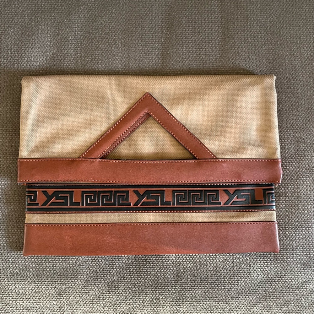 YSL Beige and Brown Clutch